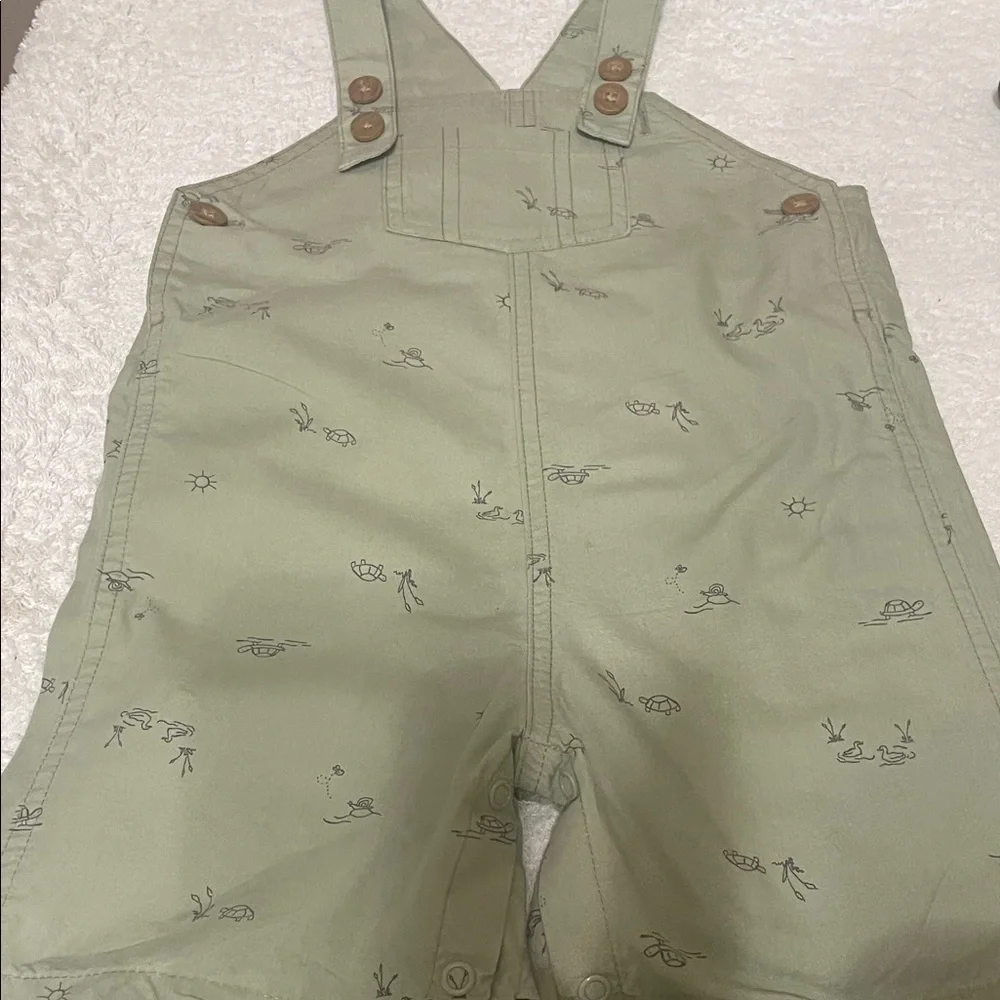 Carter's Dark Denim and Light Green Overalls